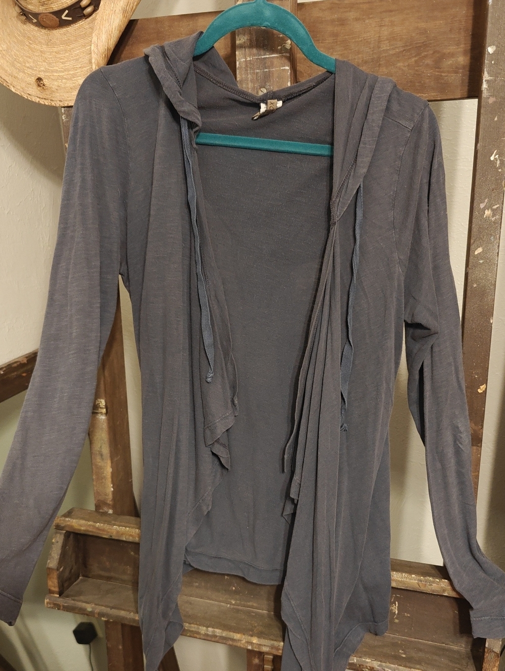 XCVI Slate Gray Lightweight Draped Hoodie Cardigan